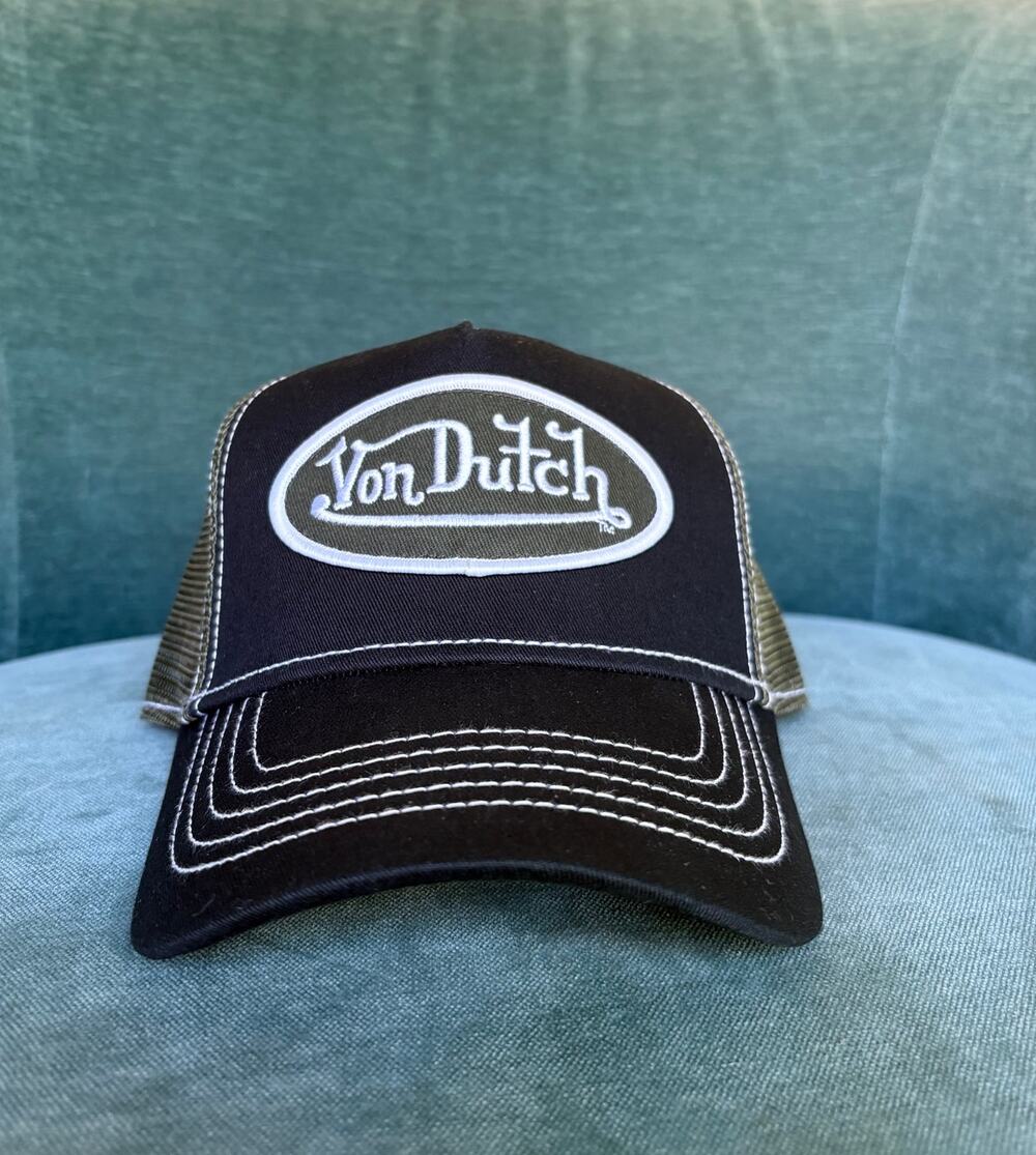 Von Dutch Black & Army Green Trucker Hat NWT